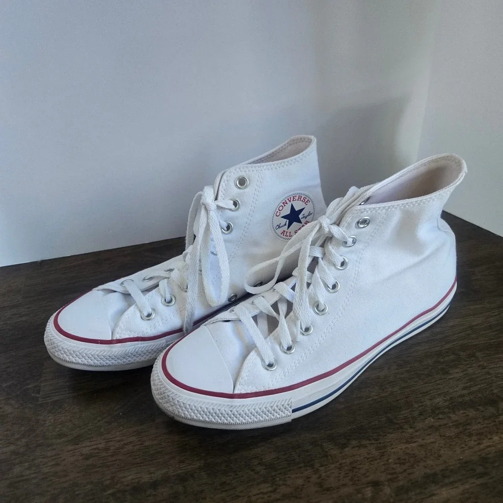 Converse Chuck Taylor All Star High Top White Canvas Sneakers Mens 7 Women 9 - Picture 2 of 7